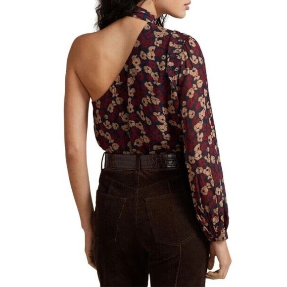 POLO Ralph Lauren One Sleeve Georgette Blouse Neck Tie NEW NWT $398 Size 2 - Picture 10 of 10